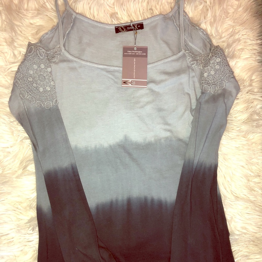 Open Shoulder Blue Tie Dye T-shirt.